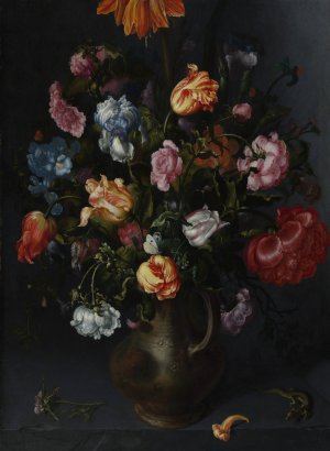 A Vase with Flowers by Jacob Vosmaer Oil Painting