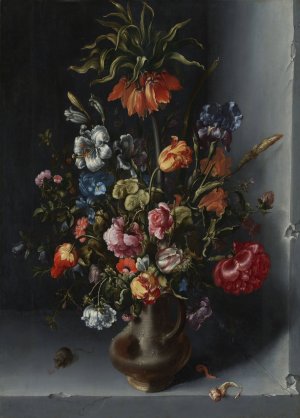 Bloemstilleven met een keizerskroon in een stenen nis by Jacob Vosmaer Oil Painting