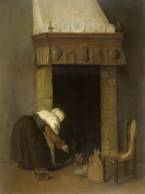 Woman at the Hearth Oil painting by Jacob Vrel