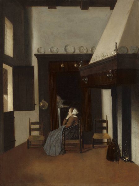 Main Product Photo of Young Woman in an Interior  Painting by Jacob Vrel