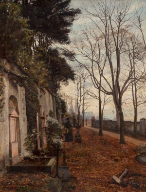 St. Alban Church Graveyard, Basel by Jacob Wagner Oil Painting