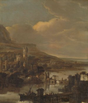 River view by Jacob Willemsz De Wet Oil Painting