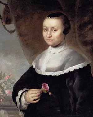 Young Woman with a Rose by Jacob Willemsz Delff II - Oil Painting Reproduction