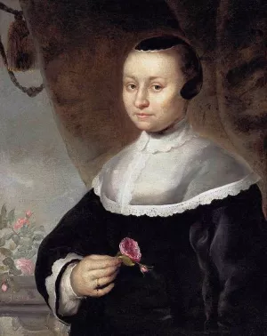 Young Woman with a Rose Oil painting by Jacob Willemsz Delff II