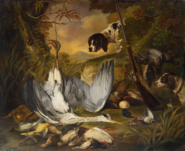 Still Life With Dogs  by Jacob Xaver Vermoelen - Hand-Painted Oil Painting Reproduction