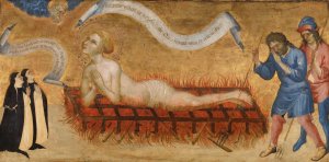 Martyrdom of Saint Lawrence, with Two Benedictine Nuns by Jacobello Del Fiore Oil Painting