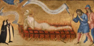 Martyrdom of Saint Lawrence, with Two Benedictine Nuns by Jacobello Del Fiore Oil Painting