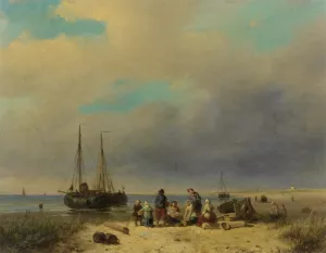 After the Catch by Jacobus Adrianus Vrolijk Oil Painting