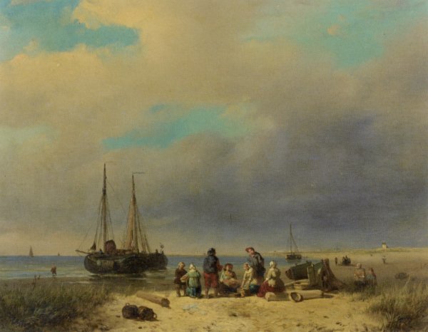 Main Product Photo of After the Catch Painting by Jacobus Adrianus Vrolijk