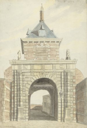 Gezicht op de oude Vriesche Poort te Alkmaar, van voren by Jacobus Andreas Crescent Oil Painting