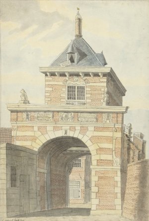 Gezicht op de oude Vriesche Poort te Alkmaar by Jacobus Andreas Crescent Oil Painting