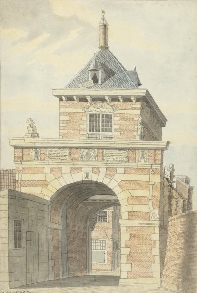 Main Product Photo of Gezicht op de oude Vriesche Poort te Alkmaar  Painting by Jacobus Andreas Crescent