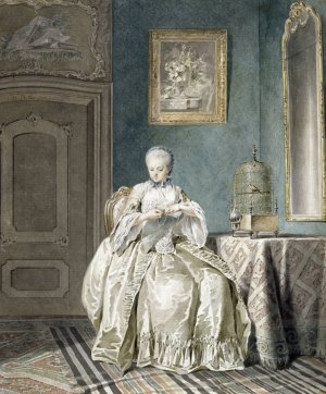 Jeune Brodeuse a la cage by Jacobus Buys Oil Painting