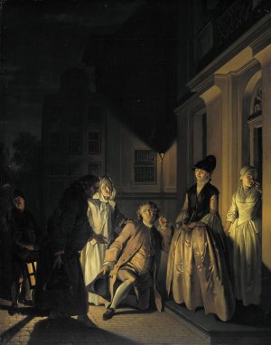 Scene from the Play 'Lubbert Lubbertse of de geadelde boer'by M. van Breda by Jacobus Buys Oil Painting
