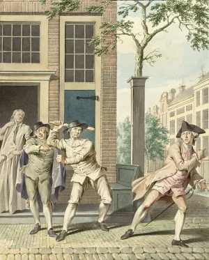 Scene uit Pefroen met het schaapshoofd by Jacobus Buys Oil Painting