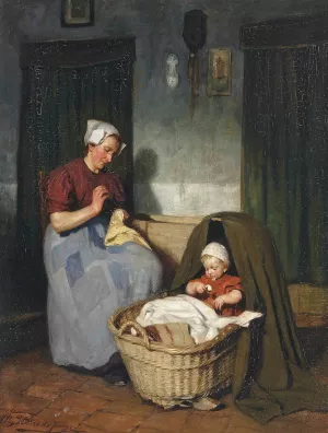 Work and play by Jacobus Frederick Sterre De Jong Oil Painting