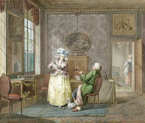 Musicerend paar in een interieur by Jacobus Johannes Lauwers Oil Painting