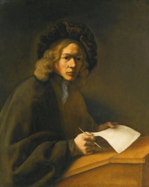 A Young Man At A Writing Desk by Jacobus Levecq Oil Painting