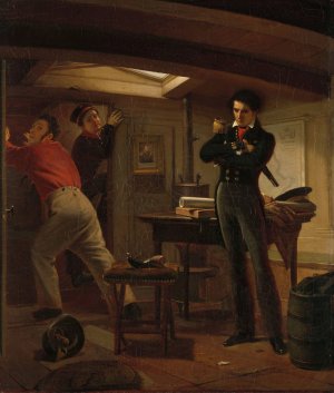 Jan van Speijk Debating whether to Set Fire to the Gunpowder by Jacobus Schoemaker Doyer Oil Painting