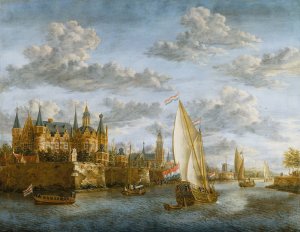 Castle on a River in Holland by Jacobus Storck Oil Painting