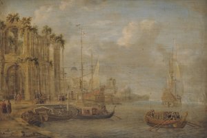 Harbour Scene with Antique Ruins by Jacobus Storck Oil Painting