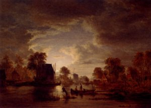 Travellers Before a Forest Lodge by Jacobus Theodorus Abels Oil Painting