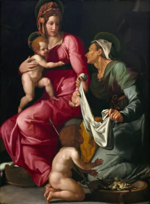 Madonna and Child with Saint Elizabeth and Saint John the Baptist by Jacopino Del Conte Oil Painting