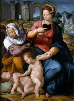 Virgin and Child with St Elizabeth and the Infant Baptist painting by Jacopino Del Conte