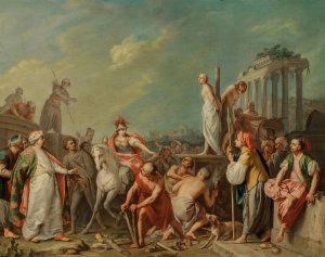 Clorinda Rescuing Olindo and Sophronia by Jacopo Amigoni Oil Painting