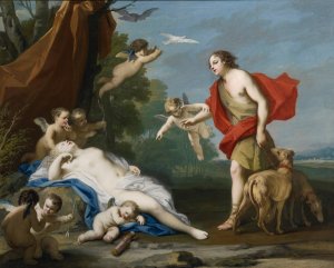Venus And Adonis by Jacopo Amigoni Oil Painting