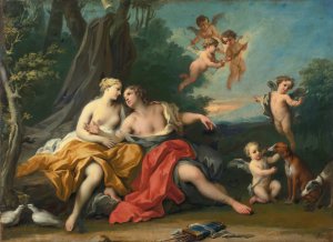 Venus And Adonis by Jacopo Amigoni Oil Painting