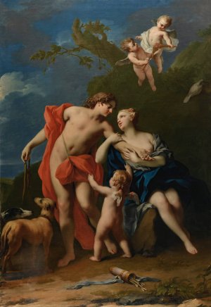 Venus And Adonis by Jacopo Amigoni Oil Painting