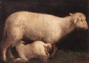 Sheep and Lamb painting by Jacopo Bassano