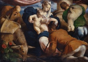 The Adoration of the Shepherds by Jacopo Bassano Oil Painting