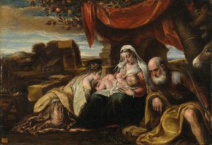 The Mystic Marriage of Saint Catherine by Jacopo Bassano Oil Painting