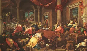 The Purification of the Temple painting by Jacopo Bassano