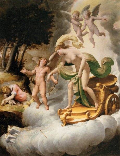 Venus Led by Cupid to the Dead Adonis by Jacopo Bertoia - Hand-Painted Oil Painting Reproduction