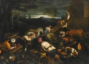Noah Leading The Animals Onto The Ark by Jacopo Da Ponte (Follower) Oil Painting