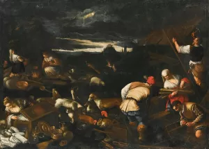 Noah's Sacrifice After The Flood by Jacopo Da Ponte (Follower) Oil Painting