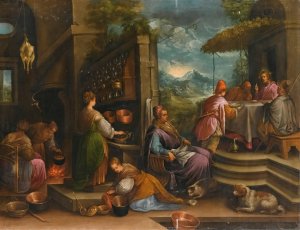 Supper At Emmaus by Jacopo Da Ponte (Follower) Oil Painting