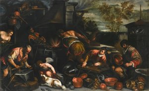 Vulcan's Forge by Jacopo Da Ponte (Follower) Oil Painting