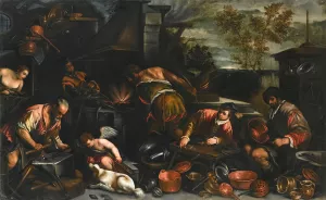 Vulcan's Forge by Jacopo Da Ponte (Follower) Oil Painting