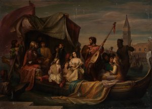 Giovanni Bellini und Albrecht Durer werden von venezianischen Kunstlern gefeiert by Jacopo De Andrea Oil Painting