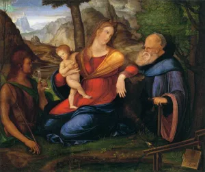 Virgin and Child Flanked by St John the Baptist and St Anthony Abbot by Jacopo De'Barbari - Oil Painting Reproduction