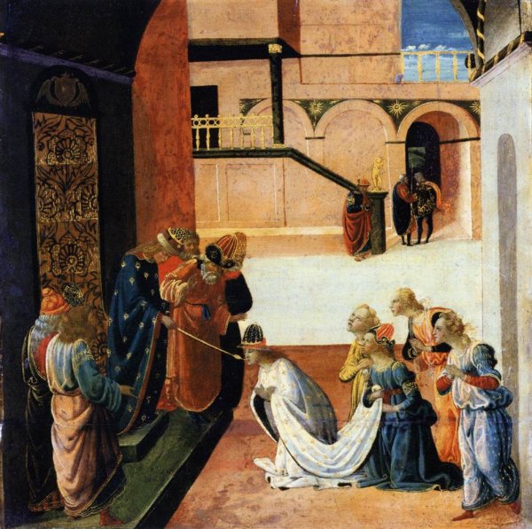 Esther Before Ahasuerus by Jacopo Del Sellaio - Hand-Painted Oil Painting Reproduction