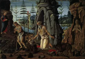 St Jerome in the Wilderness Oil painting by Jacopo Del Sellaio