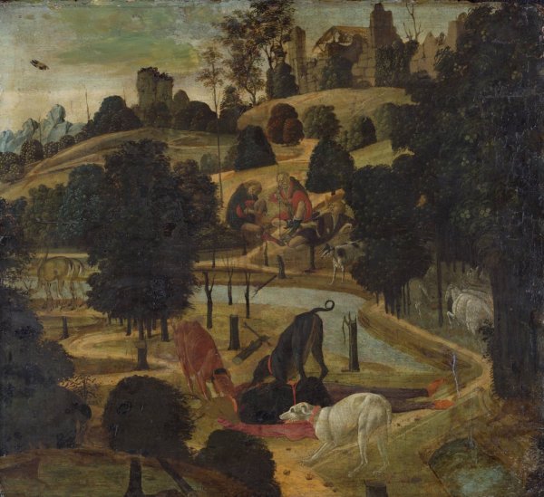 Main Product Photo of The Death of Actaeon  Painting by Jacopo Del Sellaio