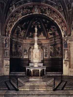 Baptismal Font by Jacopo Della Quercia Oil Painting