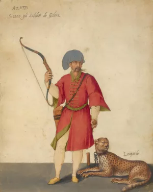 An Azappo Archer with a Cheetah by Jacopo Ligozzi Oil Painting