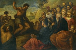 St John The Baptist Preaching by Jacopo Palma Il Giovane Oil Painting